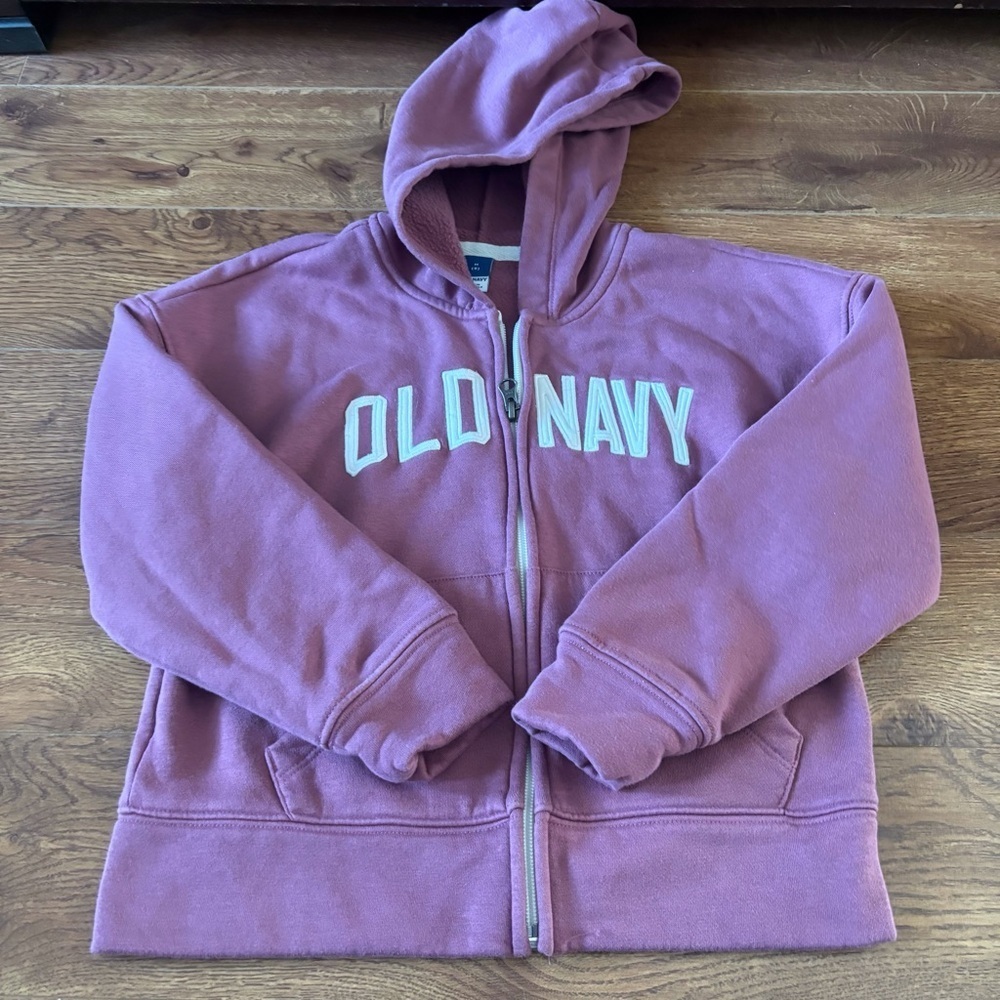 Old Navy Girls' Pink Zip-Up Hoodie in size M